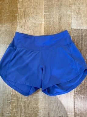 Blue Lululemon Speed Up Shorts 4"